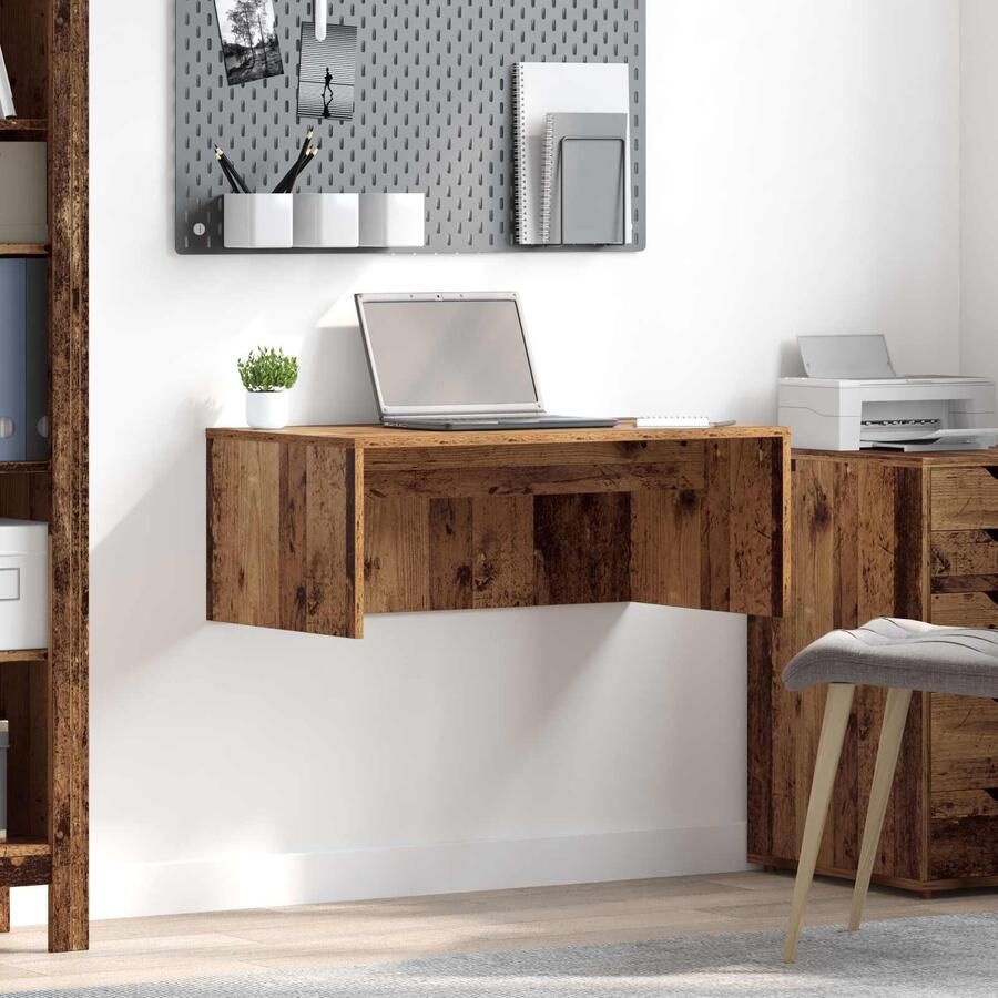 VidaXL Aan de muur bevestigd bureau Oud Hout 80 x 45 x 30 cm