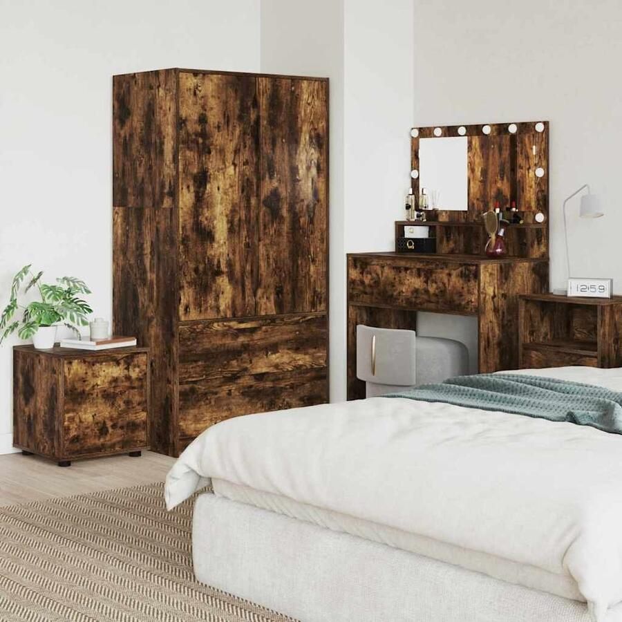 VidaXL Badkamer Kast Gerookt eiken 40 5 x 40 x 44 cm Bewerkt hout