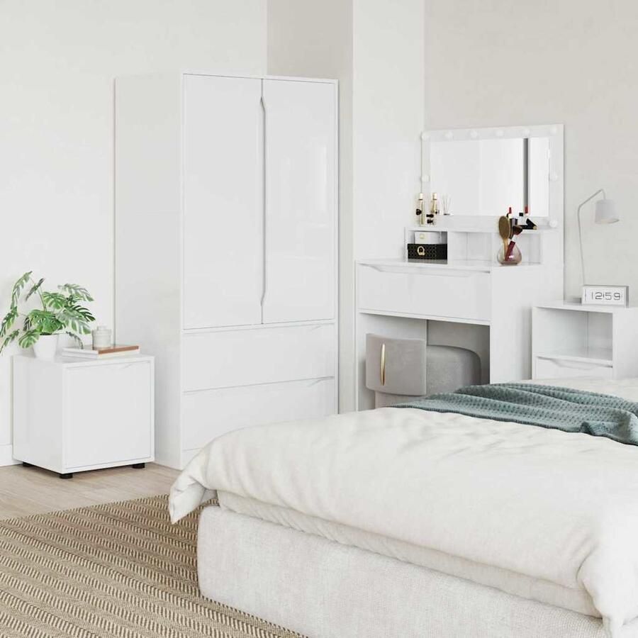 VidaXL Badkamer Kast Hoogglans wit 40 5 x 40 x 44 cm Bewerkt hout