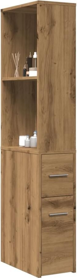 VidaXL Badkamerkast smal met wielen bewerkt hout artisanaal eikenkleur