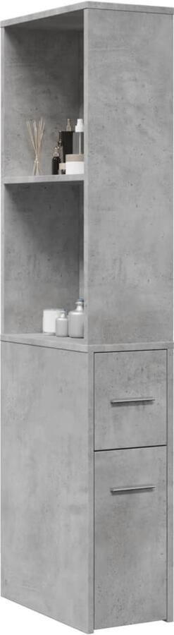 VidaXL Badkamerkast smal met wielen bewerkt hout betongrijs