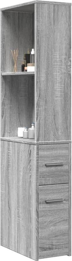 VidaXL Badkamerkast smal met wielen bewerkt hout grijs sonoma eiken