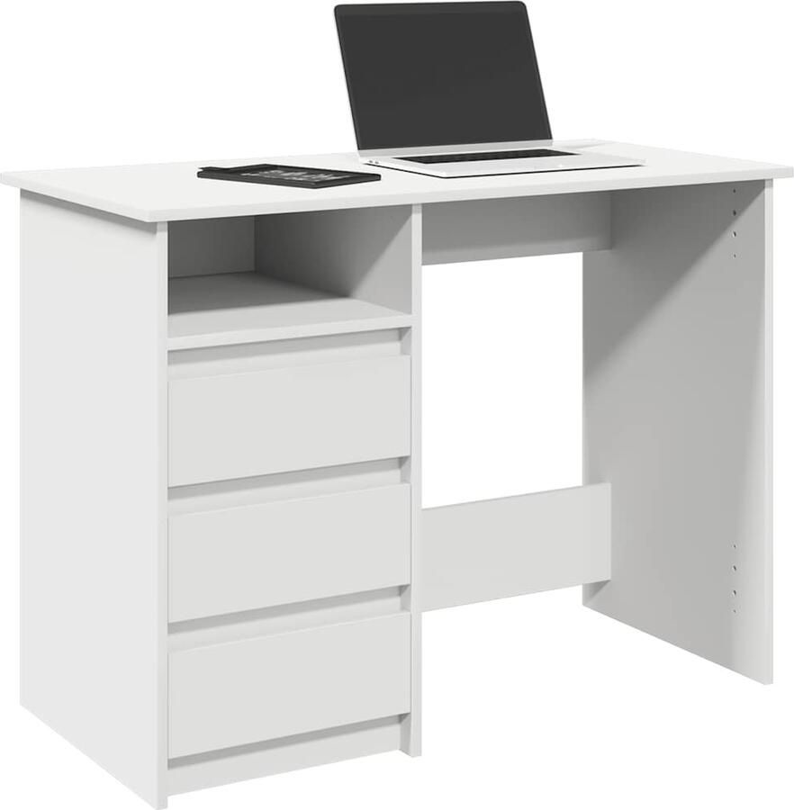 VidaXL Bureau 102x50x75 cm bewerkt hout wit