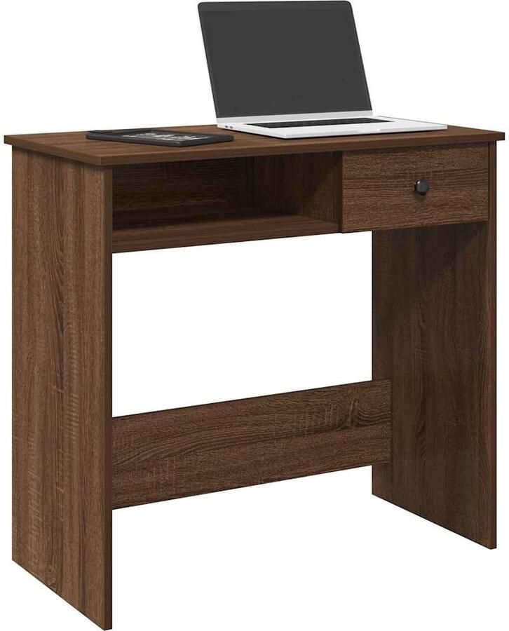 VidaXL Bureau 80x40x75 cm bewerkt hout bruin eikenkleur