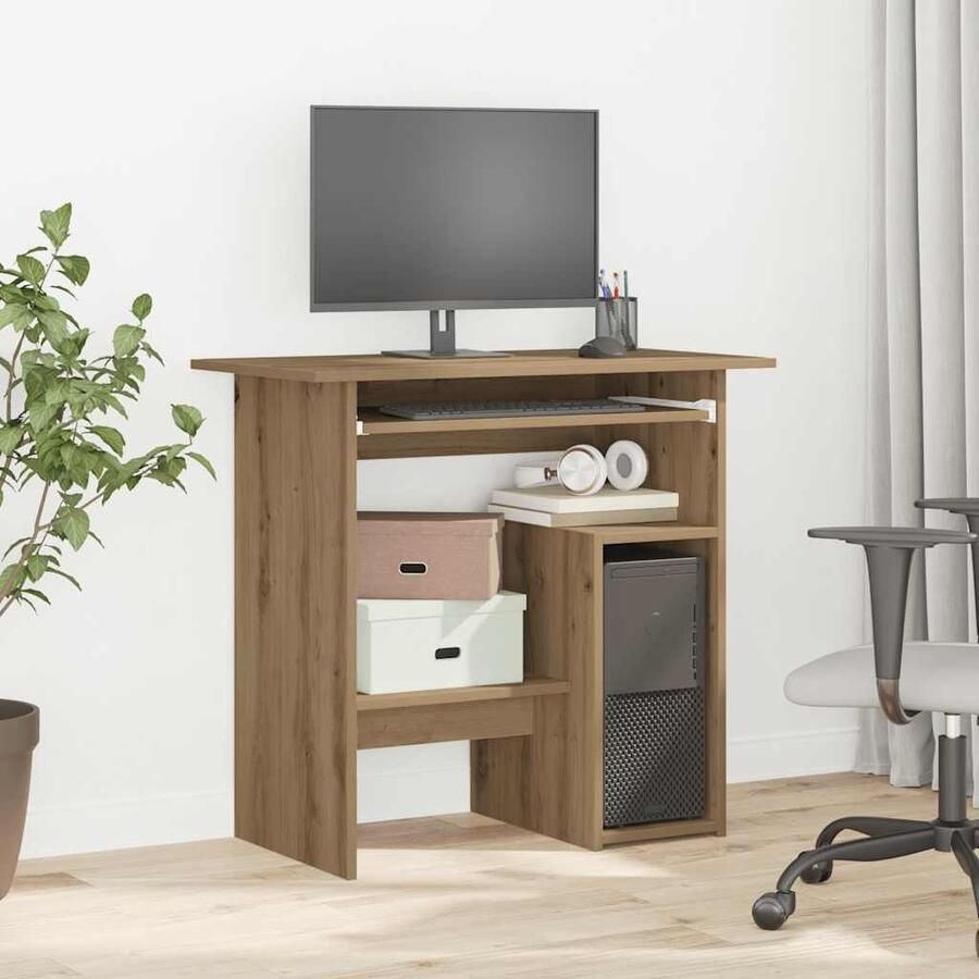 VidaXL Bureau 80x45x74 cm bewerkt hout artisanaal eikenkleur