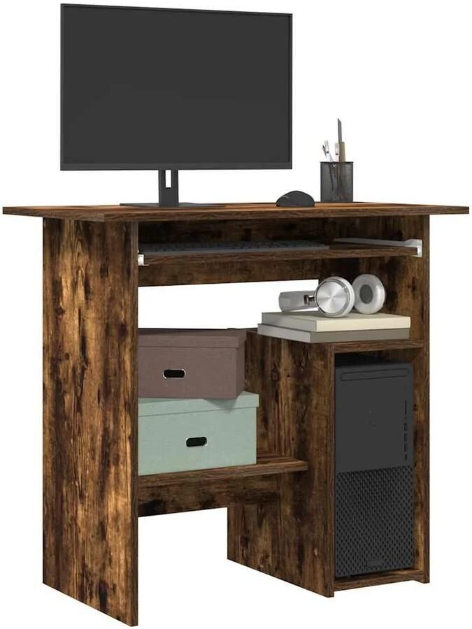 VidaXL Bureau 80x45x74 cm bewerkt hout gerookt eikenkleurig