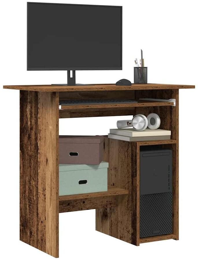 VidaXL Bureau 80x45x74 cm bewerkt hout oud houtkleurig