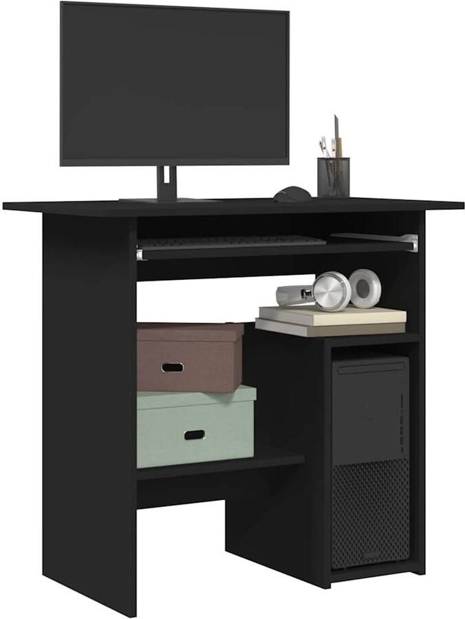 VidaXL Bureau 80x45x74 cm bewerkt hout zwart