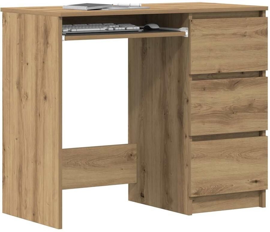 VidaXL Bureau 90x45x76 cm bewerkt hout artisanaal eikenkleur