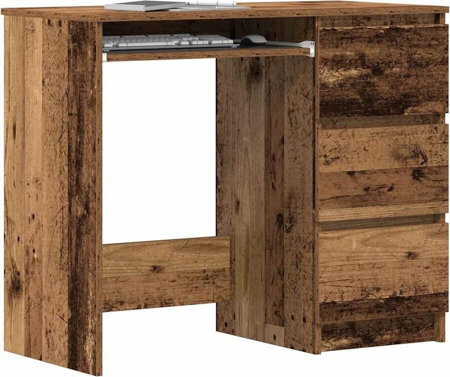 VidaXL Bureau 90x45x76 cm bewerkt hout oud houtkleurig