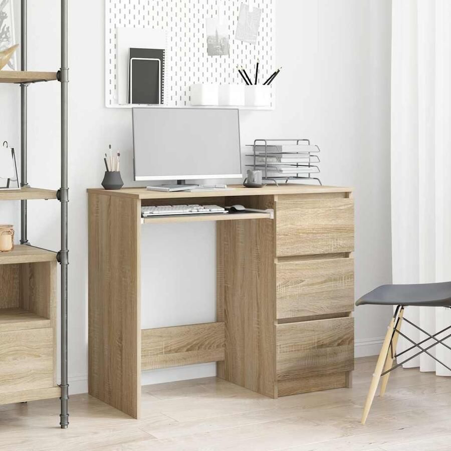 VidaXL Bureau 90x45x76 cm bewerkt hout sonoma eikenkleurig - Foto 2