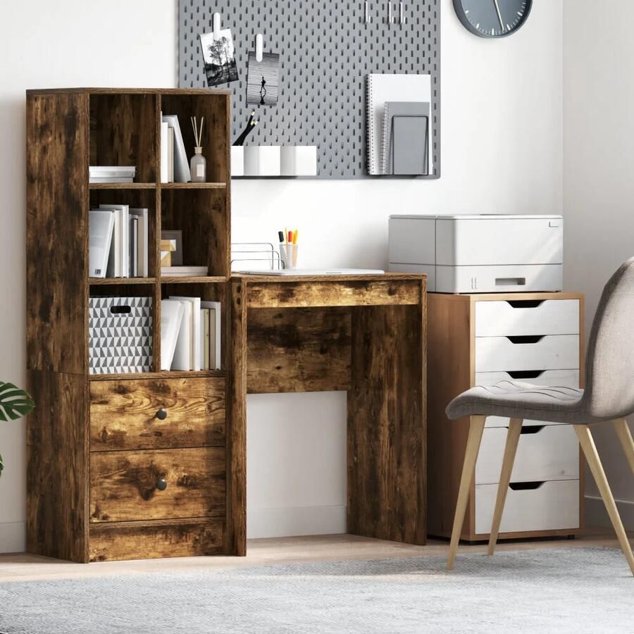 VidaXL Bureau Anders Gerookt eiken 60 x 40 x 76 cm Bewerkt hout