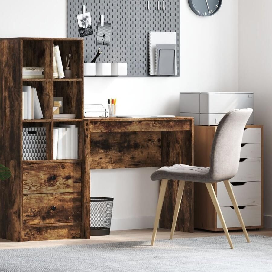 VidaXL Bureau Anders Gerookt eiken 80 x 40 x 76 cm Bewerkt hout