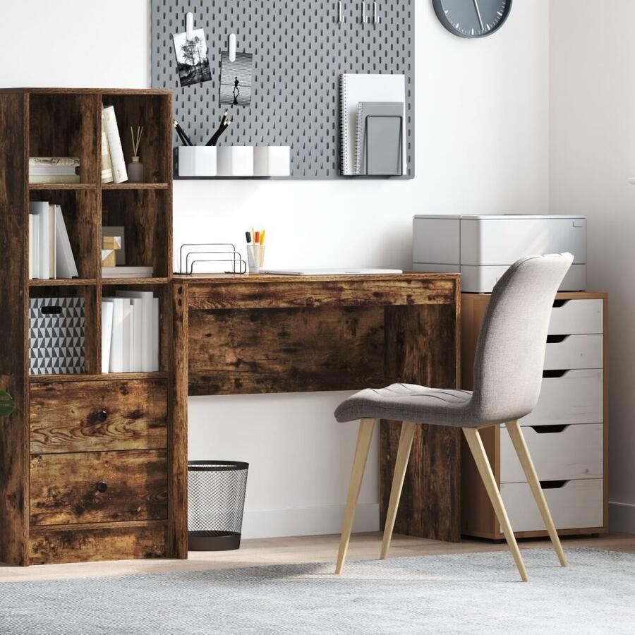 VidaXL Bureau Anders Gerookt eiken 90 x 40 x 76 cm Bewerkt hout