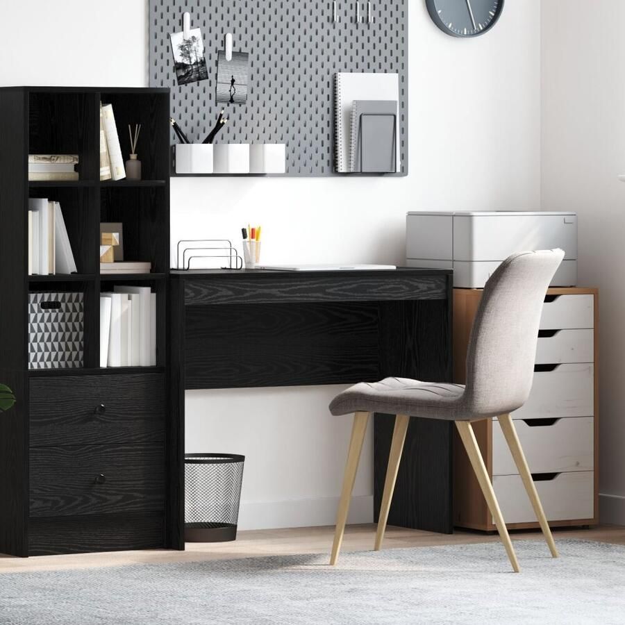 VidaXL Bureau Anders Zwart eiken 90 x 40 x 76 cm Bewerkt hout