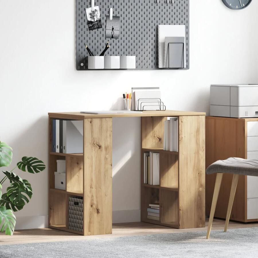 VidaXL Bureau artisanaal eikenkleurig 90 x 50 x 75 cm Bewerkt hout