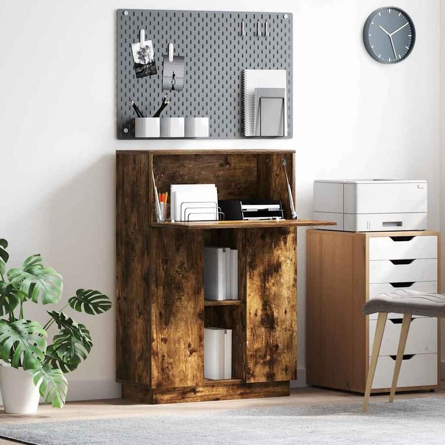 VidaXL Bureau Gerookt eiken 71 5 x 31 5 x 106 5 cm Bewerkt hout