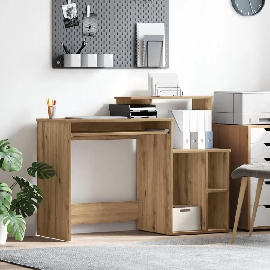 VidaXL Bureau met lade Artisan Eiken 120 5 x 44 x 88 5 cm Bewerkt hout - Foto 1
