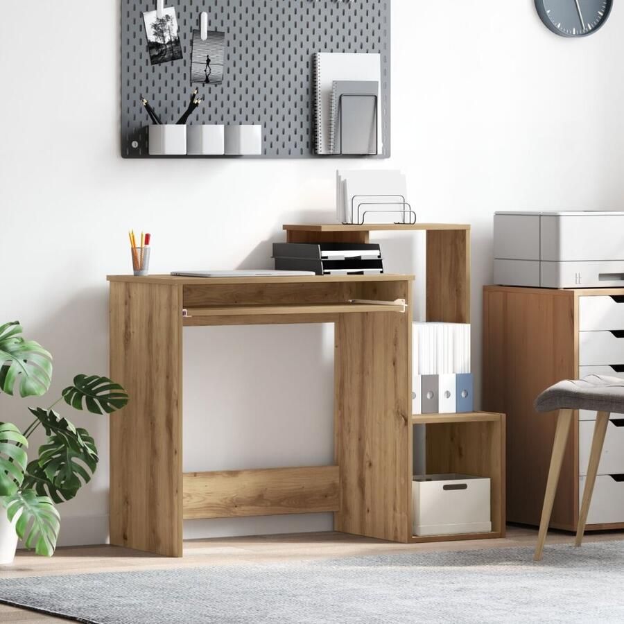 VidaXL Bureau met lade Artisan Eiken 106 x 41 x 88.5 cm Bewerkt hout