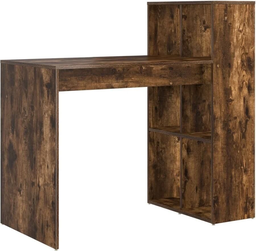 VidaXL Bureau met plank Gerookt eiken 108 x 55 x 103.5 cm Bewerkt hout