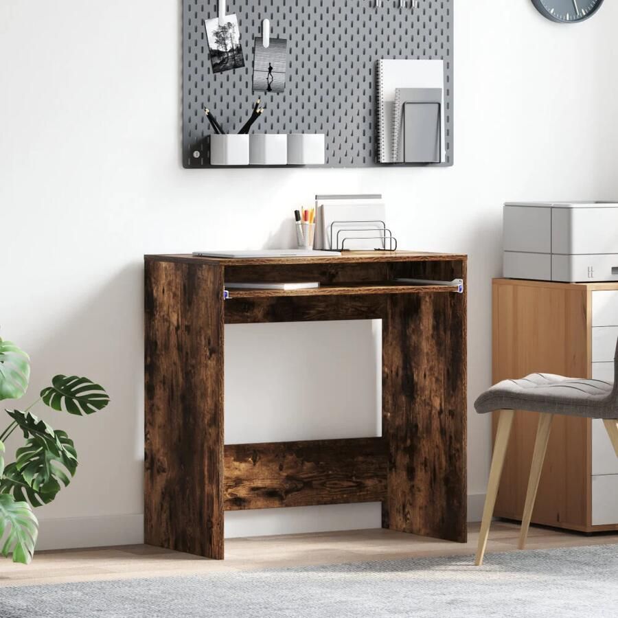 VidaXL Bureau met plank Gerookt eiken 77 5 x 43 x 79 cm Bewerkt hout