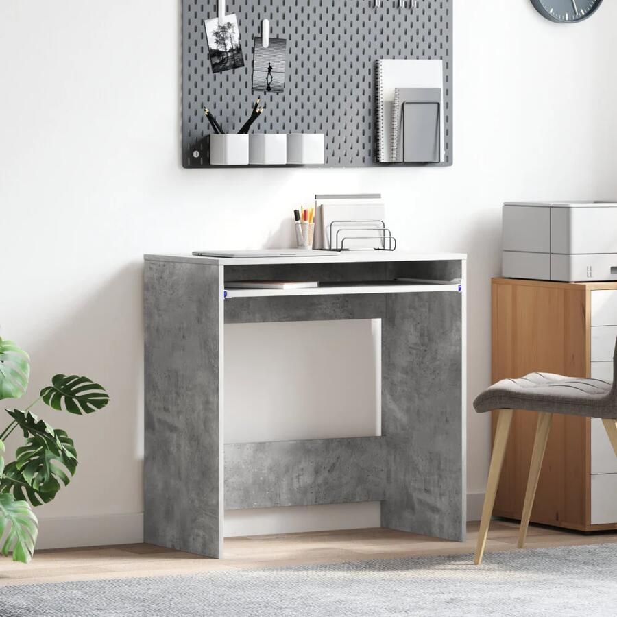 VidaXL Bureau met plank Grijs 77 5 x 43 x 79 cm Bewerkt hout