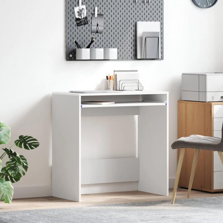 VidaXL Bureau met plank met opslag Wit 77 5 x 43 x 79 cm Bewerkt hout