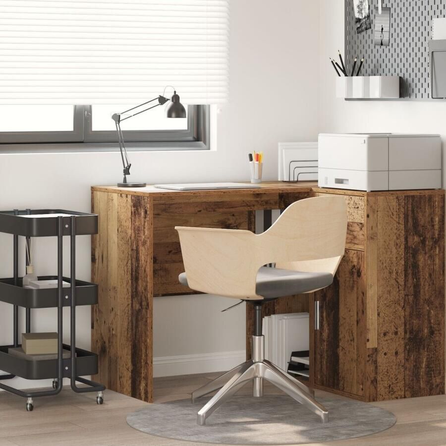 VidaXL Bureau met plank Oud hout 102 x 50 x 75 cm Bewerkt hout