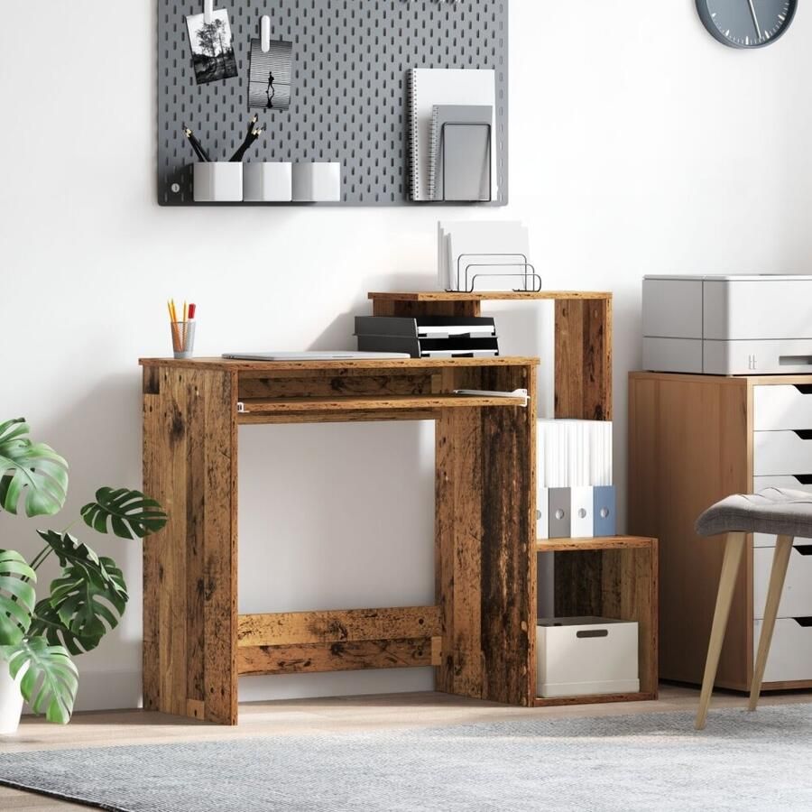 VidaXL Bureau met plank Oud hout 106 x 40 x 88.5 cm Bewerkt hout