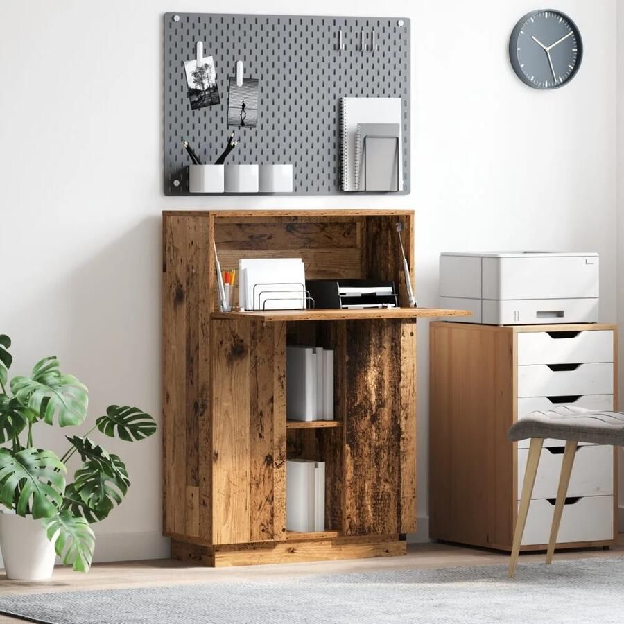 VidaXL Bureau met plank Oud Hout 71 5 x 31 5 x 106 5 cm Bewerkt hout