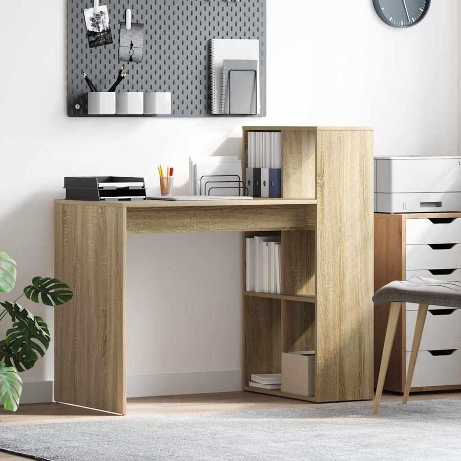 VidaXL Bureau met plank Sonoma Eiken 108 x 55 x 103.5 cm Bewerkt hout