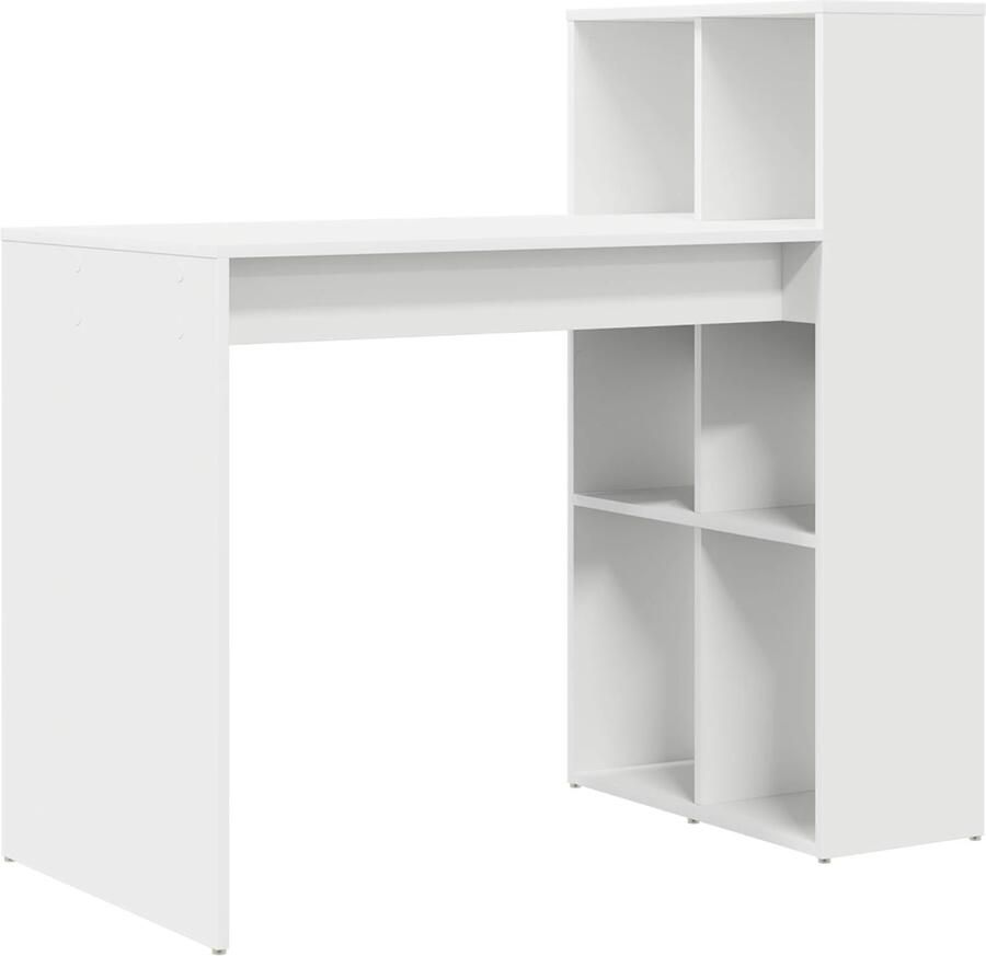 VidaXL Bureau met plank Wit 108 x 55 x 103.5 cm Bewerkt hout