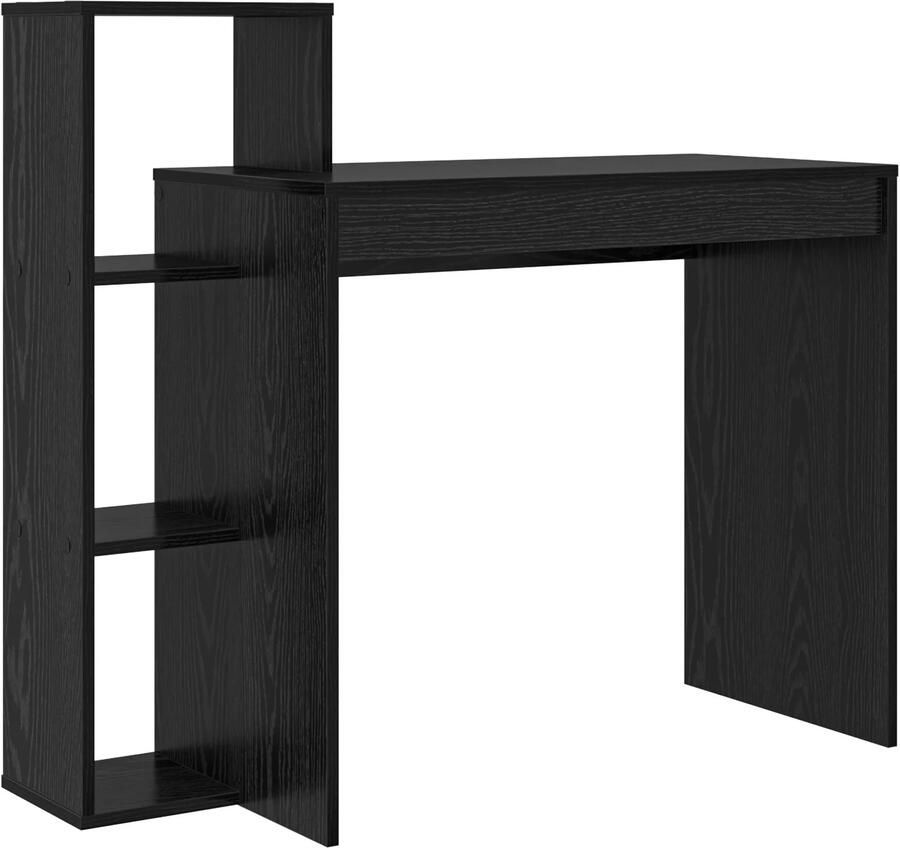 VidaXL Bureau met plank Zwart eiken 100 x 40 x 90 cm Bewerkt hout