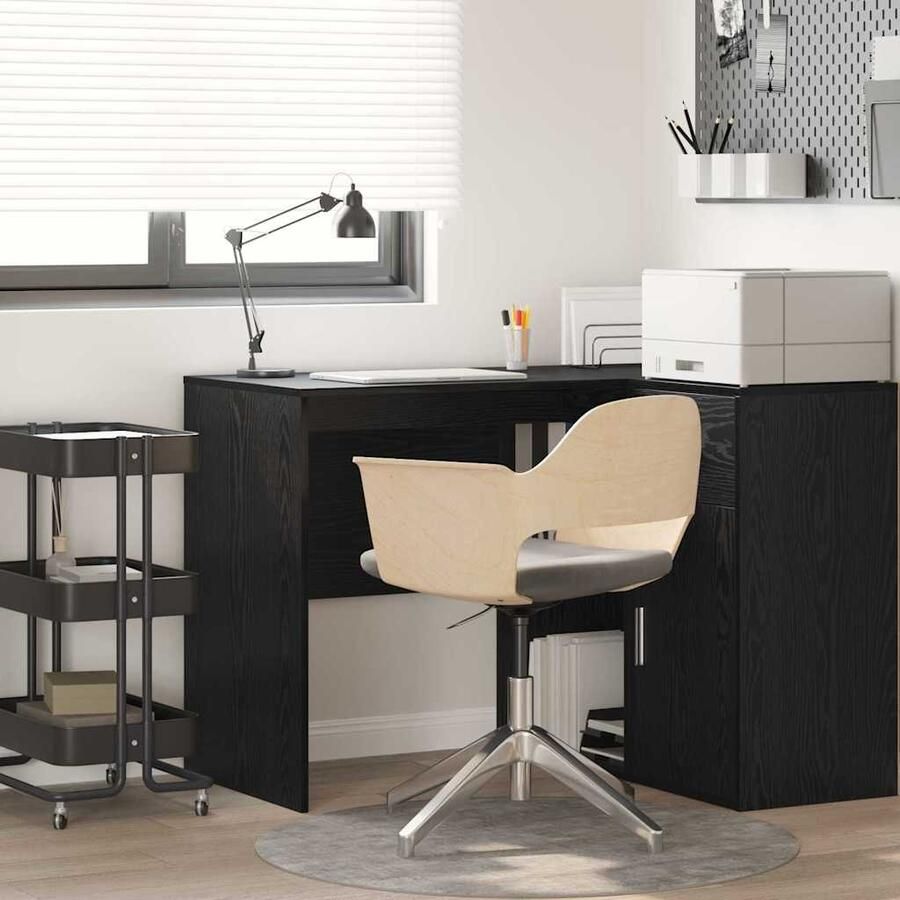 VidaXL Bureau met plank Zwart eiken 102 x 50 x 75 cm Bewerkt hout