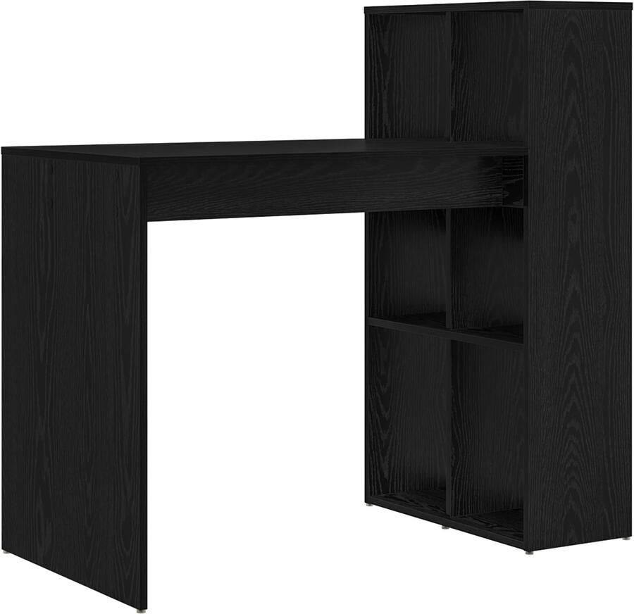 VidaXL Bureau met plank Zwart eiken 108 x 55 x 103.5 cm Bewerkt hout