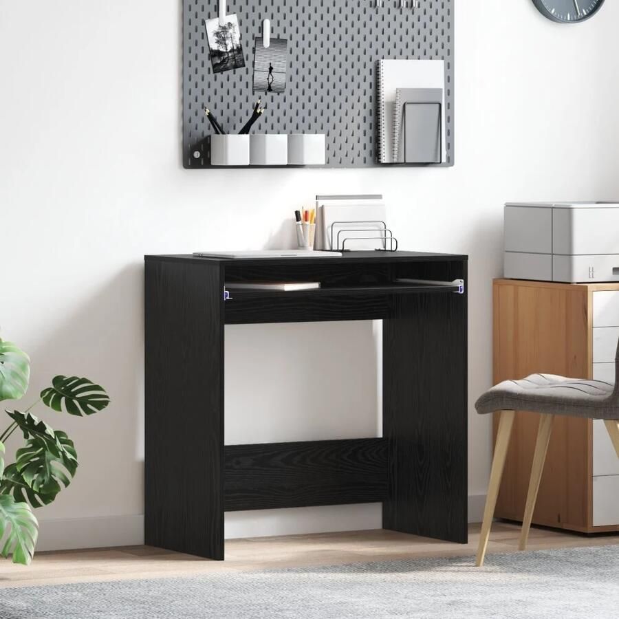 VidaXL Bureau met lade Zwart Eiken 77.5 x 43 x 79 cm Bewerkt hout