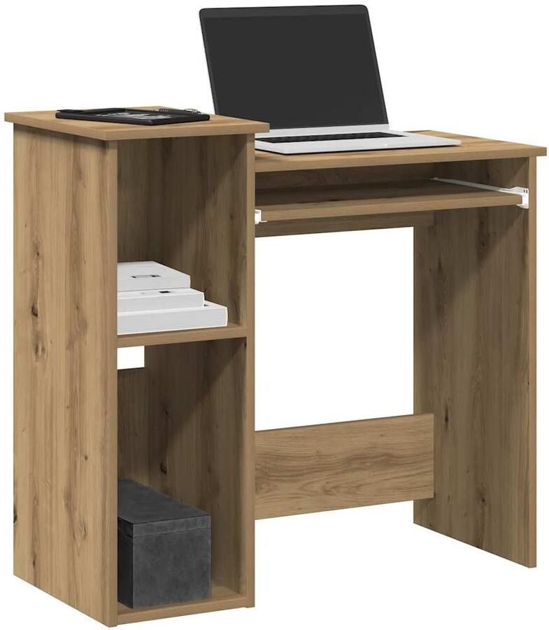 VidaXL Bureau met schappen 84x40x78 cm bewerkt hout artisanaal eiken