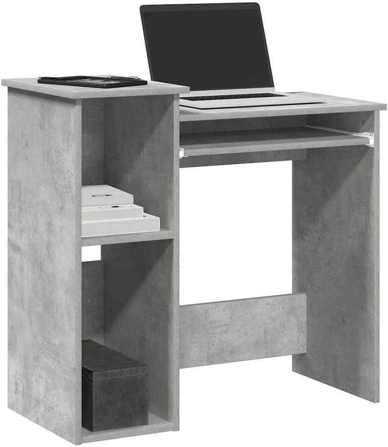 VidaXL Bureau met schappen 84x40x78 cm bewerkt hout betongrijs