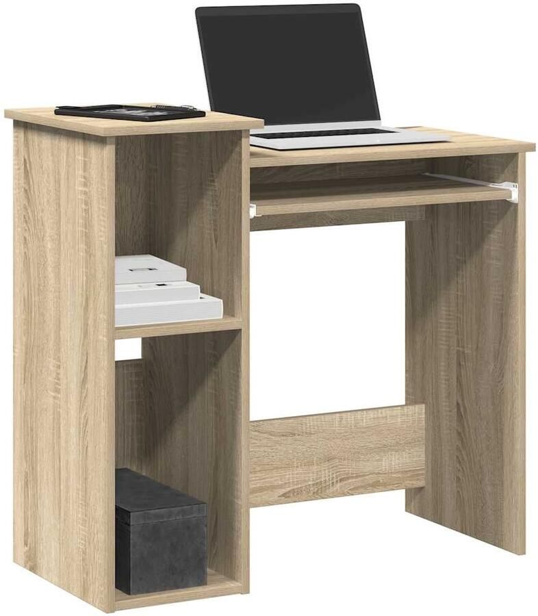 VidaXL Bureau met schappen 84x40x78 cm bewerkt hout sonoma eikenkleur