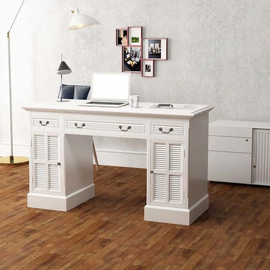 VidaXL Bureau ministre wit 140x48x80 cm