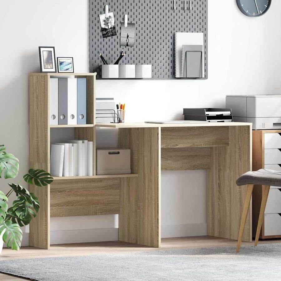 VidaXL Bureau Sonoma Eiken 131 5 x 50 x 106 5 cm Bewerkt hout