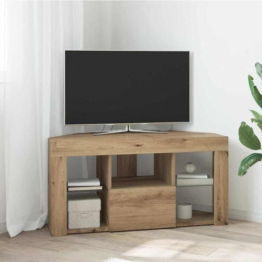 VidaXL Hoek LED TV Kast Artisan Eiken 108 x 40 x 50 cm Bewerkt hout
