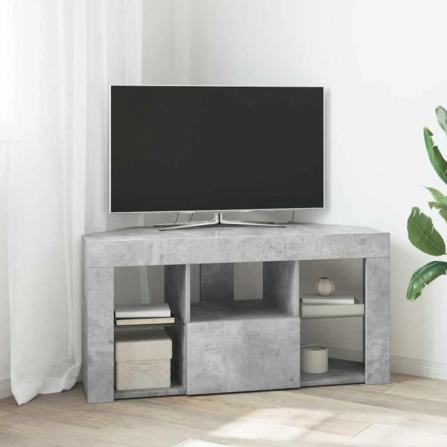 VidaXL Hoek LED TV Kast Beton Grijs 103 x 40 x 50 cm Bewerkt hout