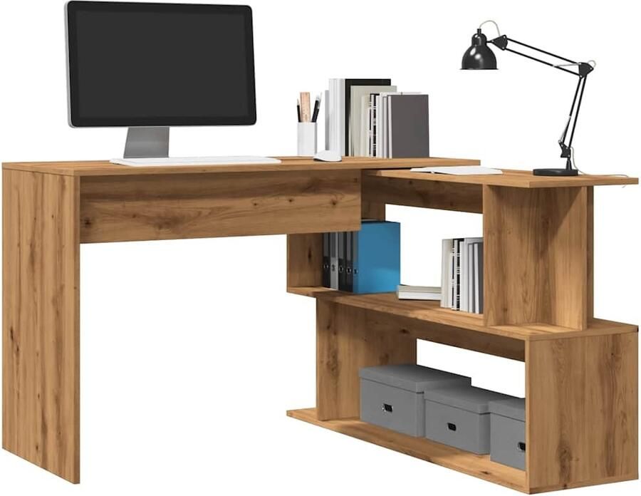 VidaXL Hoekbureau 200 5x50x76 cm bewerkt hout artisanaal eikenkleur
