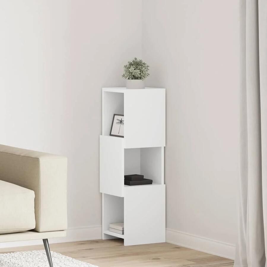 VidaXL Hoekkast Wit 25 5x25x80cm Bewerkt hout