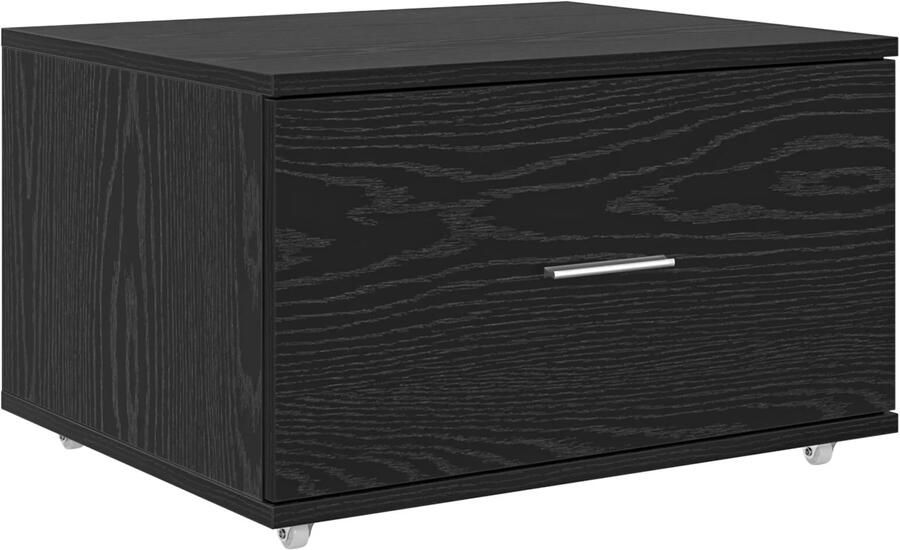 VidaXL Ladenkast met wiel Zwart 55 x 45 x 33.5 cm Bewerkt hout