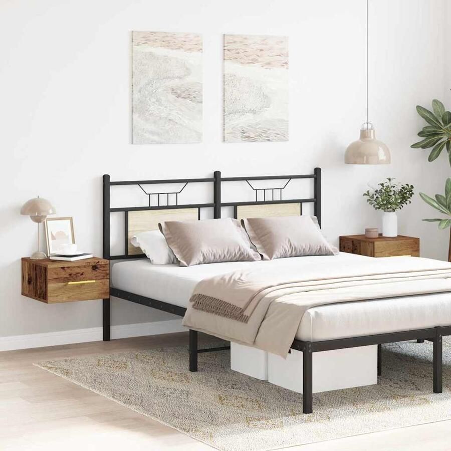 VidaXL Nachtkastje 2 pcs Oudhout 35 x 35 x 20 cm Bewerkt hout