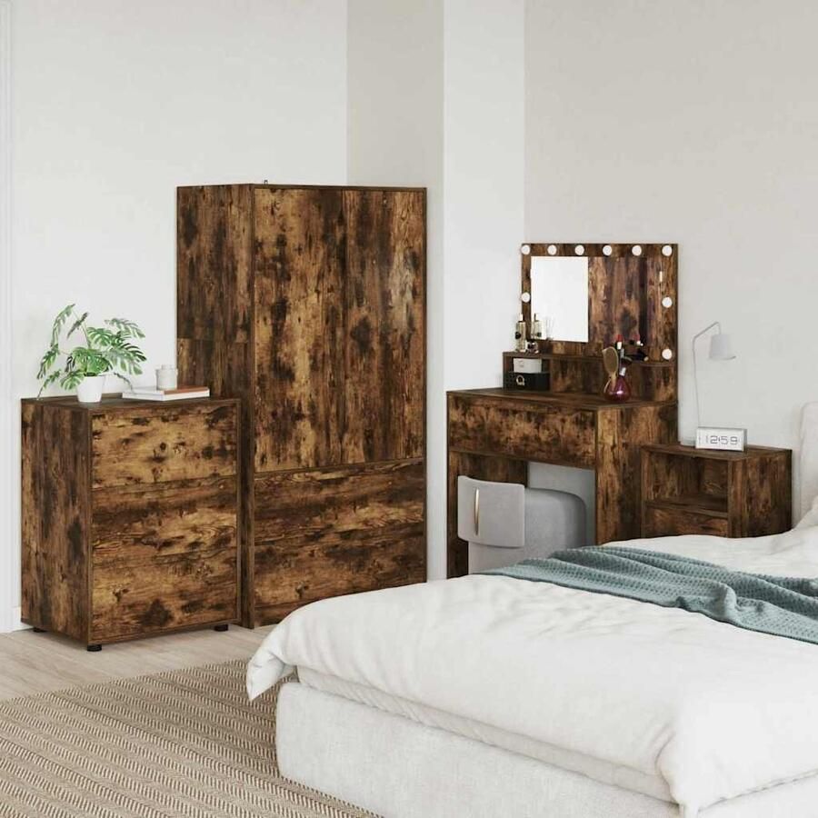 VidaXL Opbergkast Gerookt eiken 60 x 48 x 81 cm Bewerkt hout