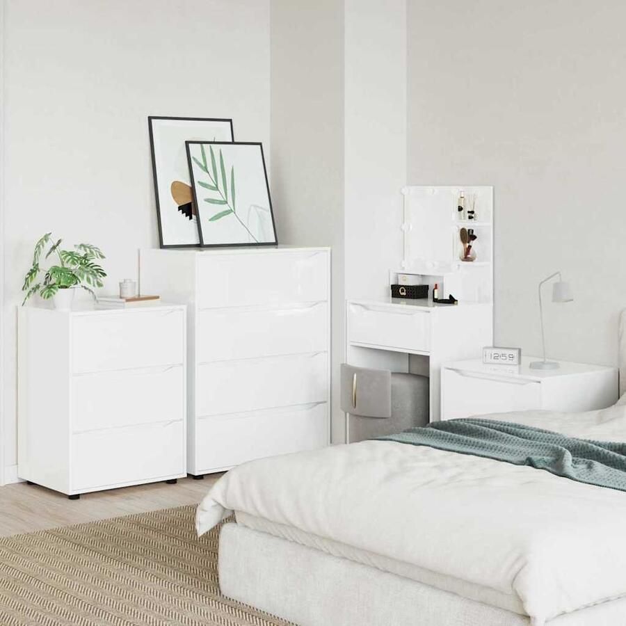 VidaXL Opbergkast Hoogglans wit 60 x 48 x 81 cm Bewerkt hout