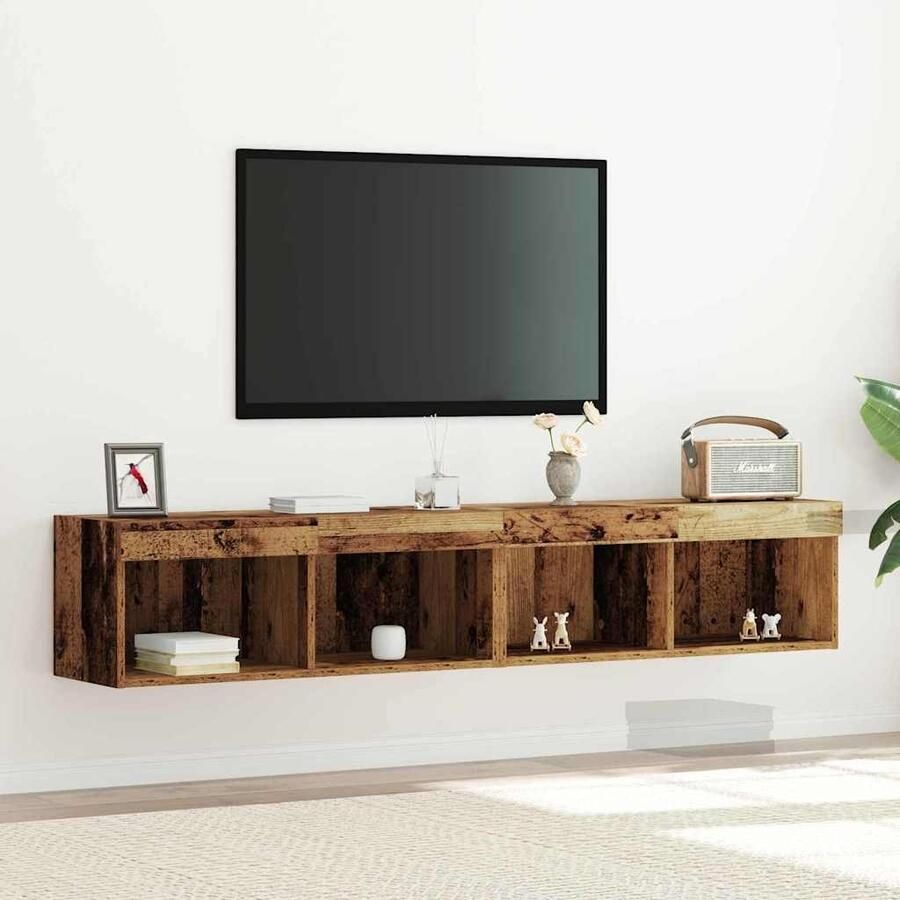 VidaXL TV-kast 2 pcs Oud hout 80 x 30 x 30 cm Bewerkt hout